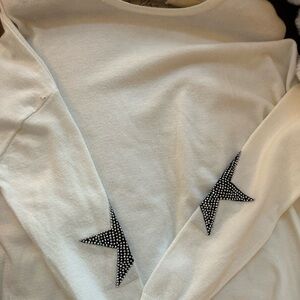ELAN women's sweater, cream in color: with star on each sleeve- non-smoking home